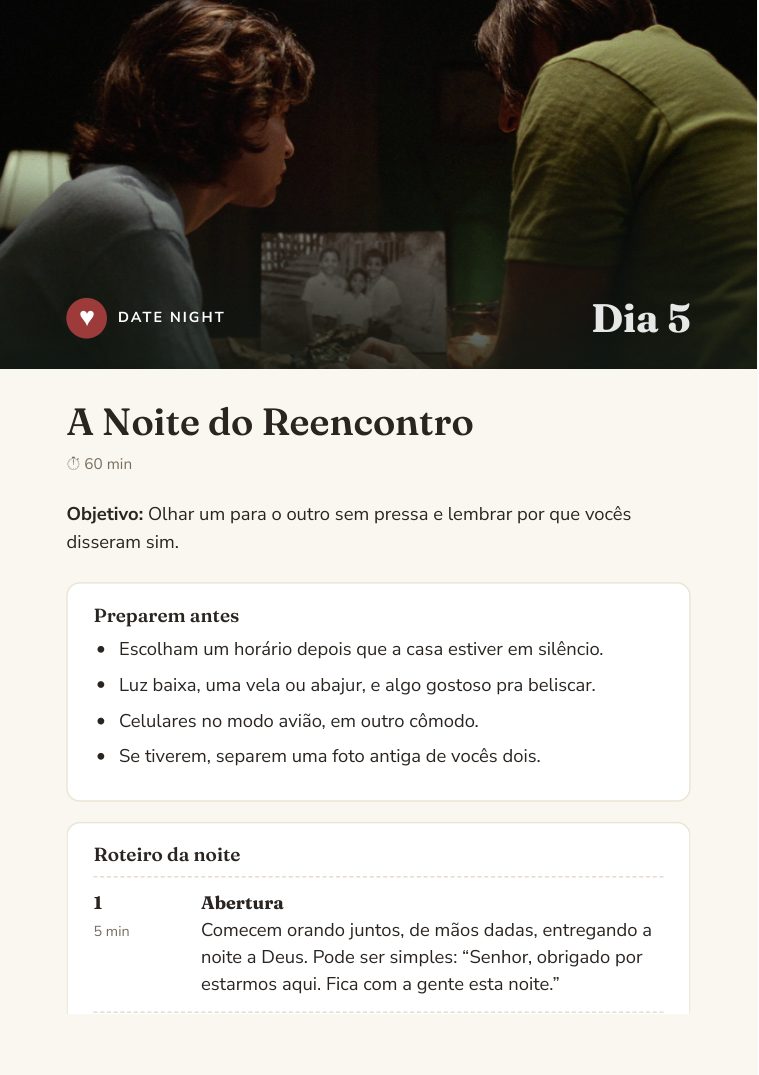 Página do date night A Noite do Reencontro